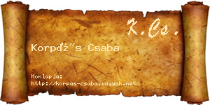 Korpás Csaba névjegykártya
