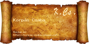 Korpás Csaba névjegykártya